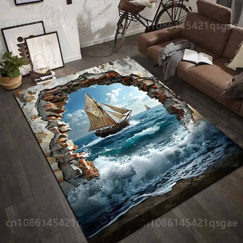 Commercial Wall Printing Machine - Tapis imprimé avec motif de bateau