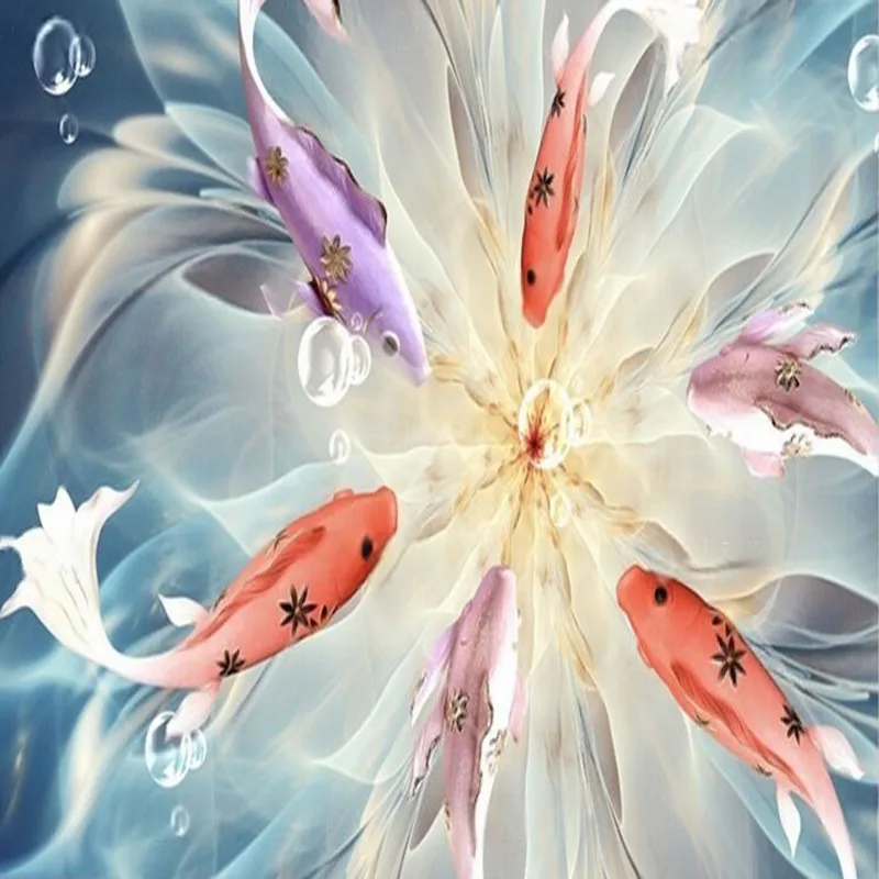 Poisson paon en relief moderne - Commercial Wallpaper Printing avis et prix