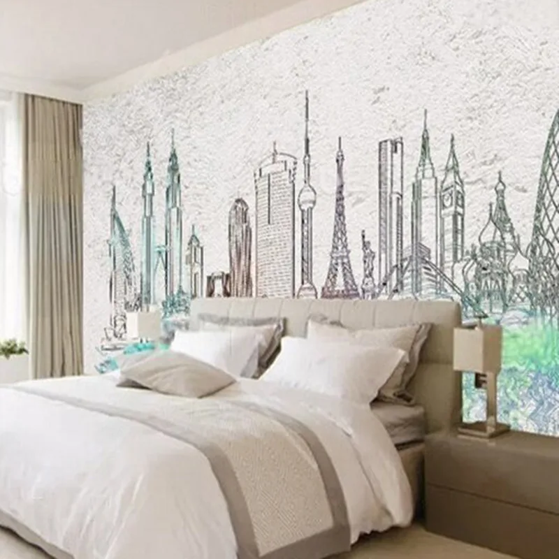 Silhouettes de ville aquarelle - Commercial Wallpaper Printing avis et prix